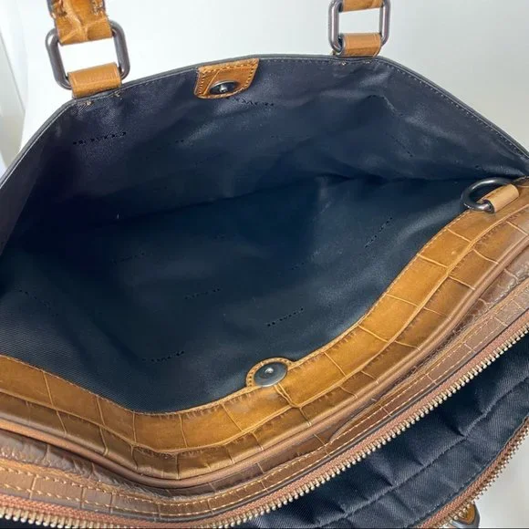 Coach Brown Croc-Embossed Laptop Bag - Picture 6 of 14